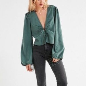 UO Kimchi Blue L/S Tie Blouse